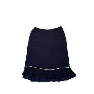 Vintage Cynthia Howie Low Rise Midi Skirt Silk Navy Women's Size 6 Y2K